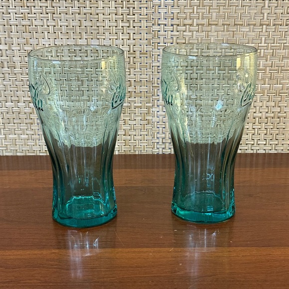 🌟HP🌟VTG Set of 2 Aqua Blue Coca-Cola Fountain Glasses - Picture 4 of 6